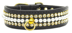 Mini Pearl 3 Row Pearl and Jewel Dog Collar