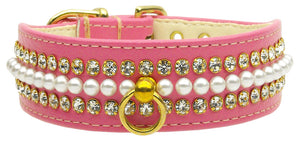 Mini Pearl 3 Row Pearl and Jewel Dog Collar