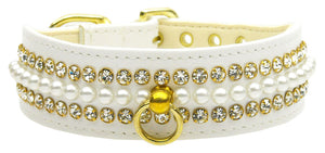 Mini Pearl 3 Row Pearl and Jewel Dog Collar